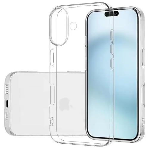 Oprimio Kristallklar Hülle für iPhone 16 [Silikon Hülle] [%100 Durchsichtig] [Deutsche Material] [Ultra Dünn] Klar Handyhülle für Apple iPhone 16 von Oprimio