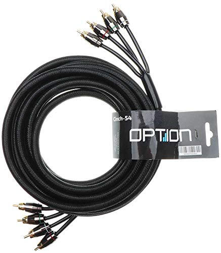 OPTION 4-Kanal Cinchkabel - 5,5 Meter - Premium Qualität für störungsfreie Audiosignale - doppel geschirmt - Perfekt geeignet für Verstärker, Stereoanlagen, Subwoofer, Car HiFi Anlagen von Option