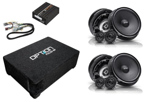 Option Soundupgrade V4 kompatibel mit VW Golf 7 VII (Typ AU) - 100% Plug & Play Lautsprecher Frontsystem, 5-Kanal DSP Verstärker mit Setup, Kompakter 25cm Downfiring-Subwoofer von Option
