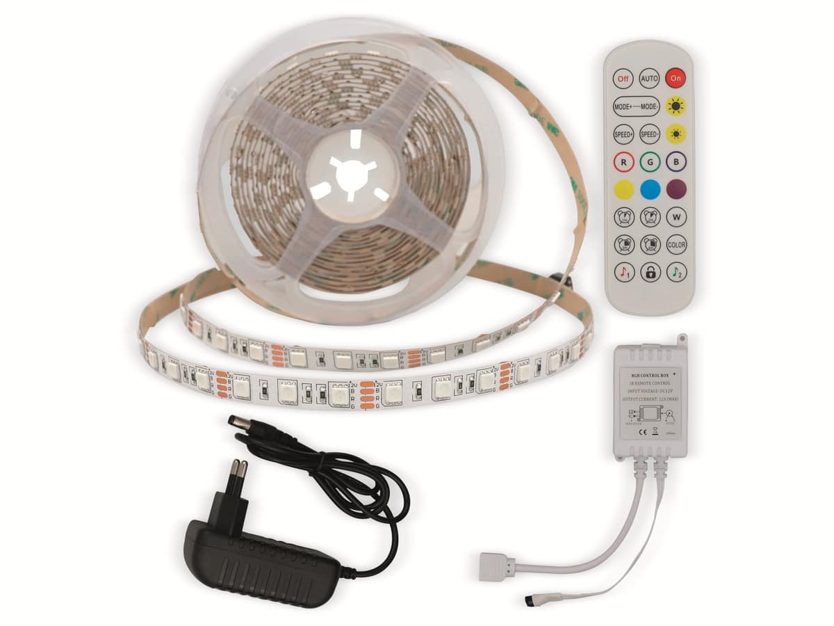 OPTONICA LED-Strip, RGB 4322, 12 V, 60 LEDs, EEK: G, 36 W, 2400 lm, mit Fernbedienung, 5 m von Optonica