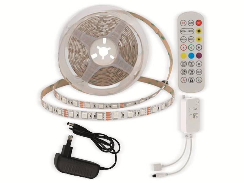 OPTONICA LED-Strip, RGB 4329, 12 V, 60 LEDs, EEK: G, 36 W, 2400 lm, mit Fernbedienung, App, 5 m von Optonica