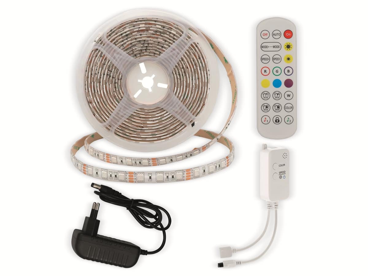 OPTONICA LED-Strip, RGB 4330, 12 V, 60 LEDs, EEK: G, 36 W, 2400 lm, Fernbedienung, App, 5 m, IP54 von Optonica