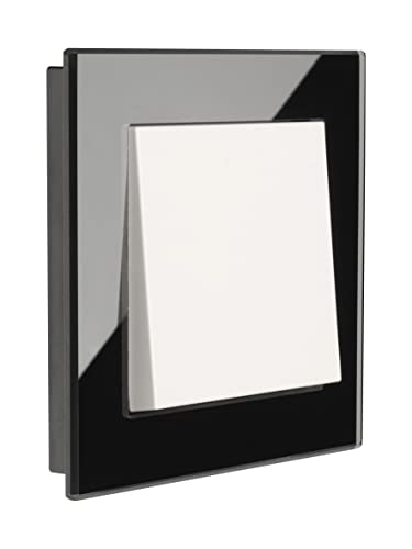 OPUS® 55 Fusion Glas Abdeckrahmen Ausführung 1-fach, Grundrahmen polarweiß, Farbe schwarz von Opus