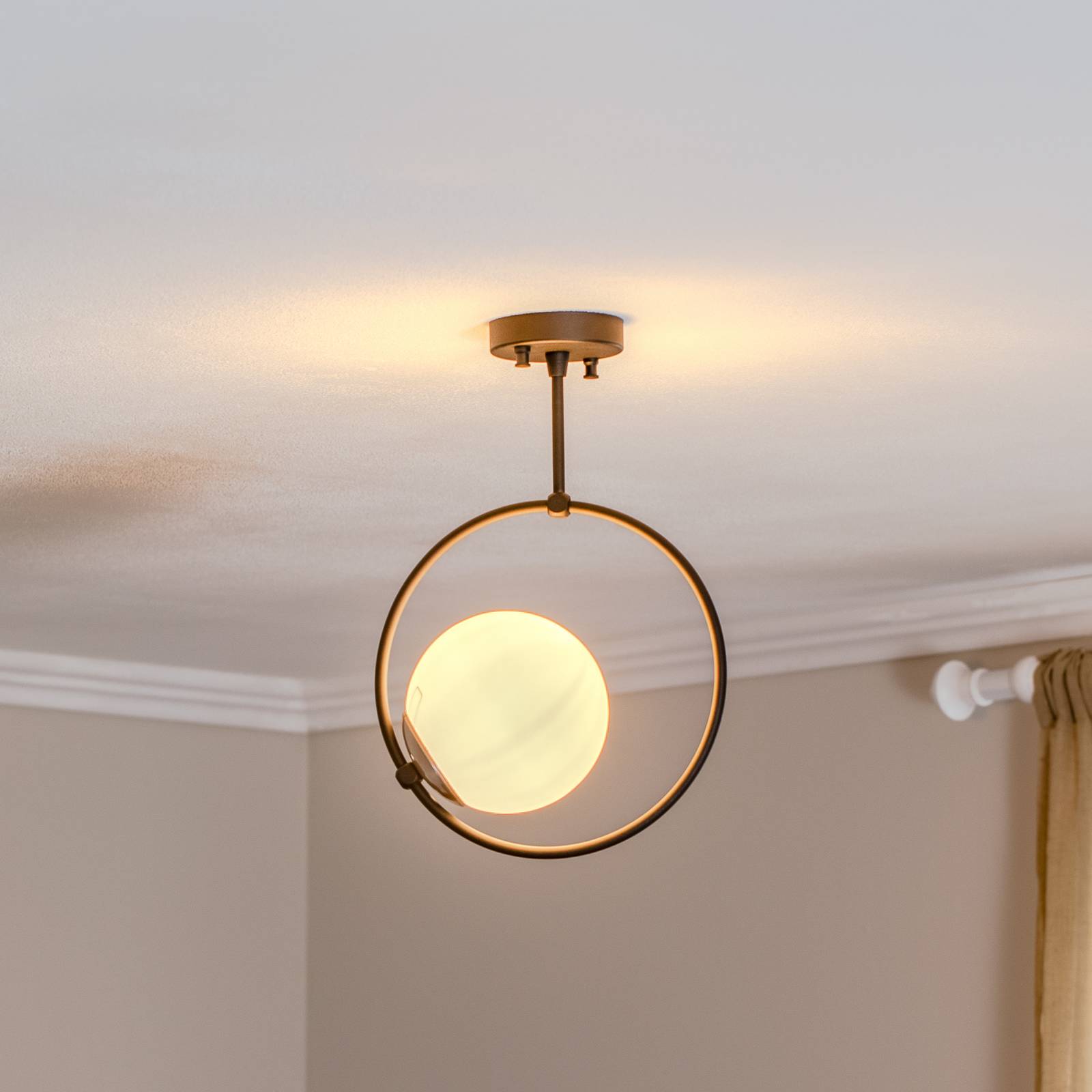 Deckenlampe Dolunay 3901 schwarz, Glasschirm, Ring Deckenlampe Dolunay 3901 schwarz, Glasschirm, Ring von Opviq