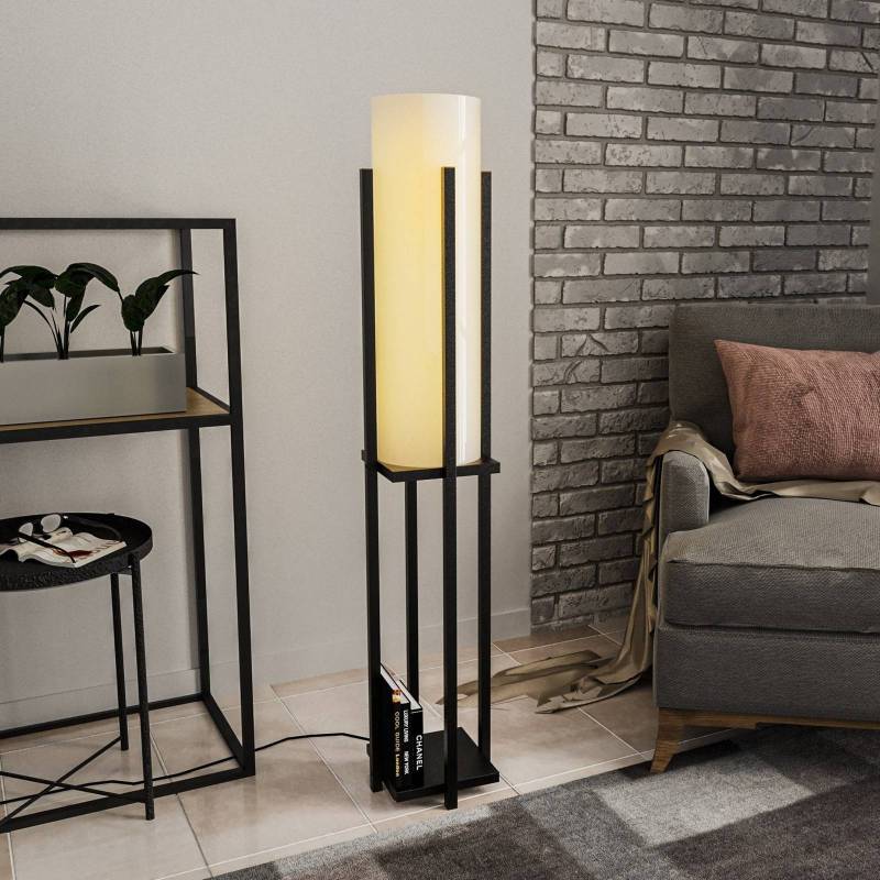 Stehlampe 8125, schwarz/weiß, Metall/Canvas, Höhe 130 cm von Opviq