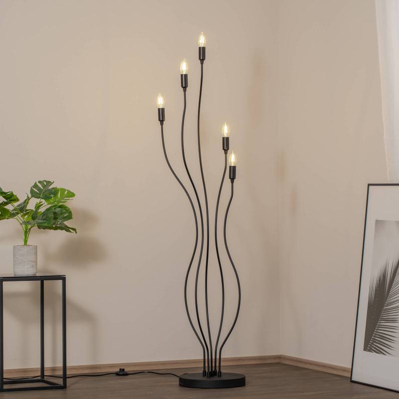 Stehlampe Bonibon 13231 schwarz Metall Höhe 155 cm 5-flammig von Opviq