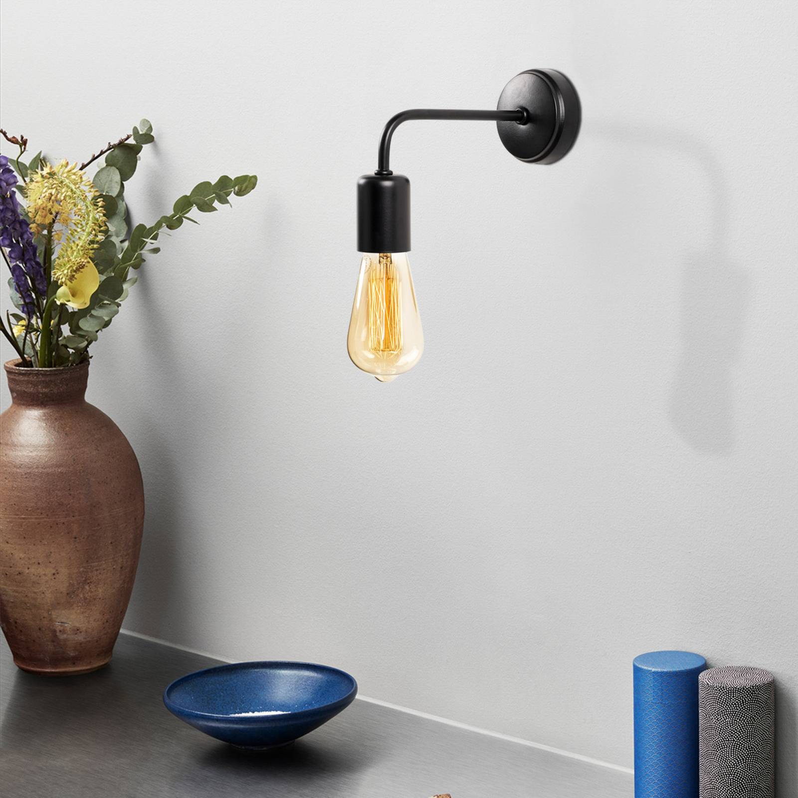 Wandlampe Denge 3434 mit offener Fassung, schwarz Wandlampe Denge 3434 mit offener Fassung, schwarz von Opviq