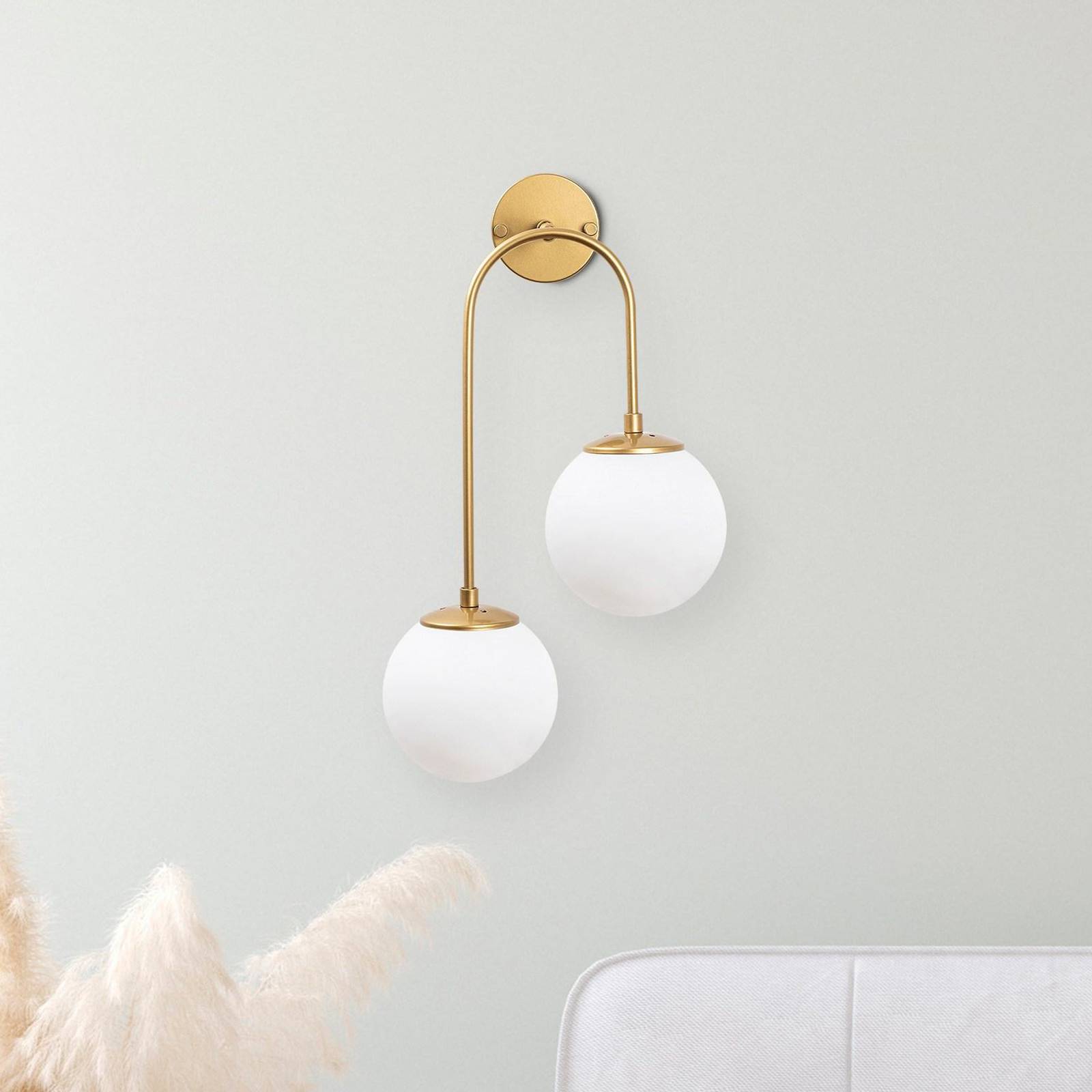 Wandlampe Jewel 10585 goldfarben, Opalglas 55 x 30 cm 2-flg. Wandlampe Jewel 10585 goldfarben, Opalglas 55 x 30 cm 2-flg. von Opviq