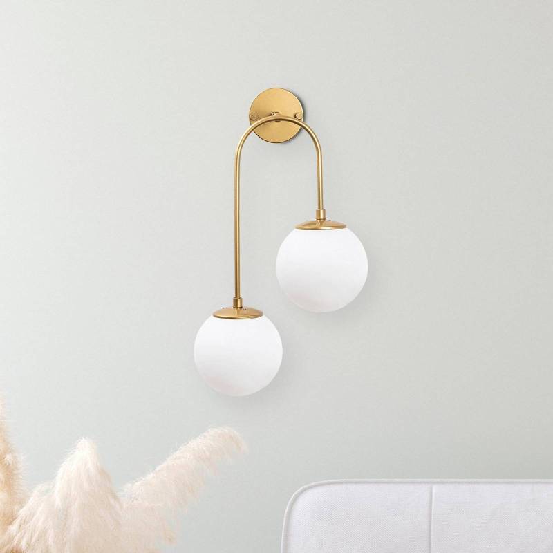 Wandlampe Jewel 10585 goldfarben, Opalglas 55 x 30 cm 2-flg. von Opviq