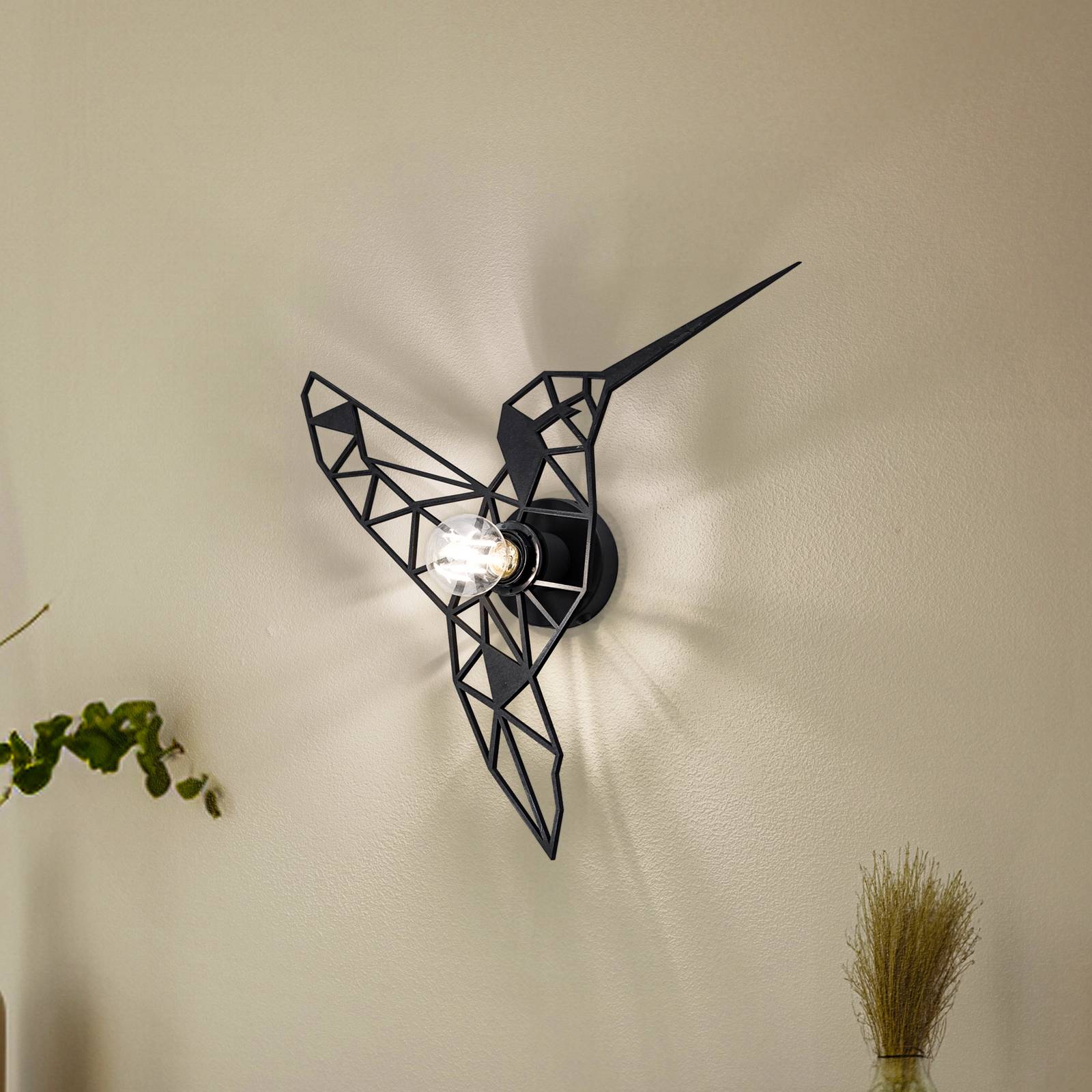 Wandlampe W-053 Lasercut, schwarzes Vogeldesign von Opviq