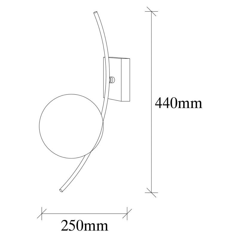 Wandleuchte Hilal 3821, schwarz, Opalglas, Höhe 44 cm von Opviq