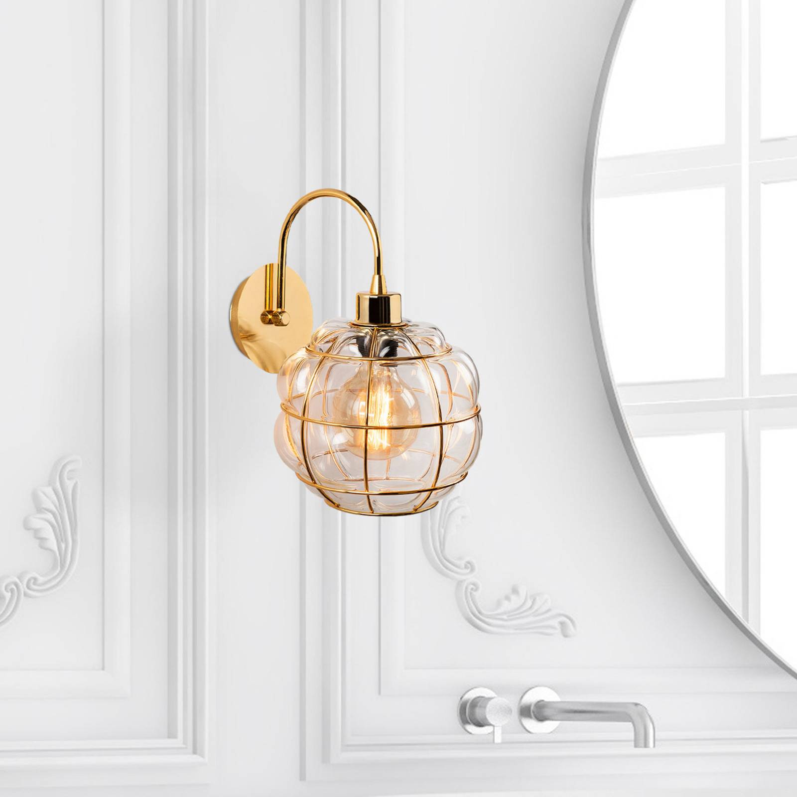 Wandleuchte Safderun 402-A, gold, Glasschirm klar Wandleuchte Safderun 402-A, gold, Glasschirm klar von Opviq