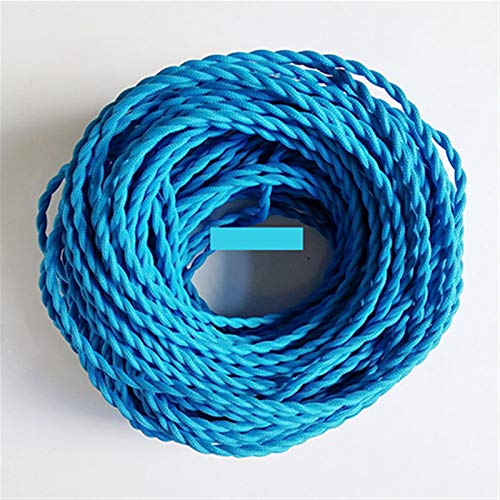 Feder Spiraldraht Kabel,Kern Feder Draht, 0,75 mm * 2-adriges, gedrehtes Vintage-Stoffkabel, gewebt, 2 Kabel, Textilkabel, Hängelampenkabel, Beleuchtung, Mehrzweckzubehör (Farbe: Blau, Länge: 50 m) ( von OqcEha