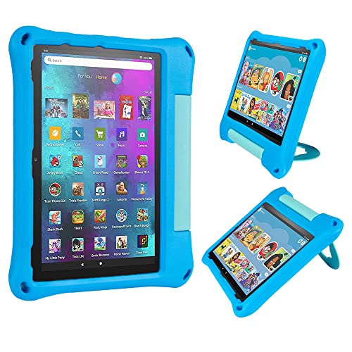 Fire HD10 Tablet-Hülle, Oqddqo Amazon Kindle 10 Plus Hülle, Kinderhülle, speziell verstärkt, vier Ecken, doppellagig, mit Halterung (Edition 2021, 11. Generation), Blau von Oqddqo