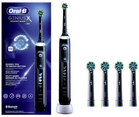 Genius X + Pro CrossAction (4 Stk.) Elektrische Zahnbürste midnight black von Oral-B
