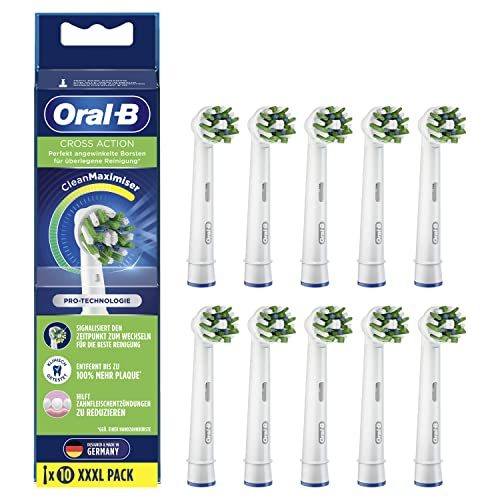 Oral-B CrossAction Aufsteckbürsten für elektrische Zahnbürste, 10 Stück, ganzheitliche Mundreinigung mit CleanMaximiser-Borsten, Zahnbürstenaufsatz für Oral-B Zahnbürsten von Oral-B