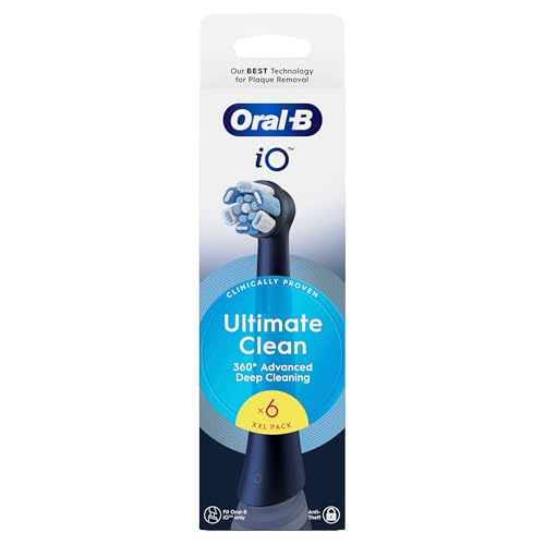 Oral-B Ultimate Clean Original schwarze Ersatzbürsten Set mit 6 Tiefenbürsten Zahnbelag Entfernung Rundbürste für Oral B iO elektrische Bürsten von Oral-B