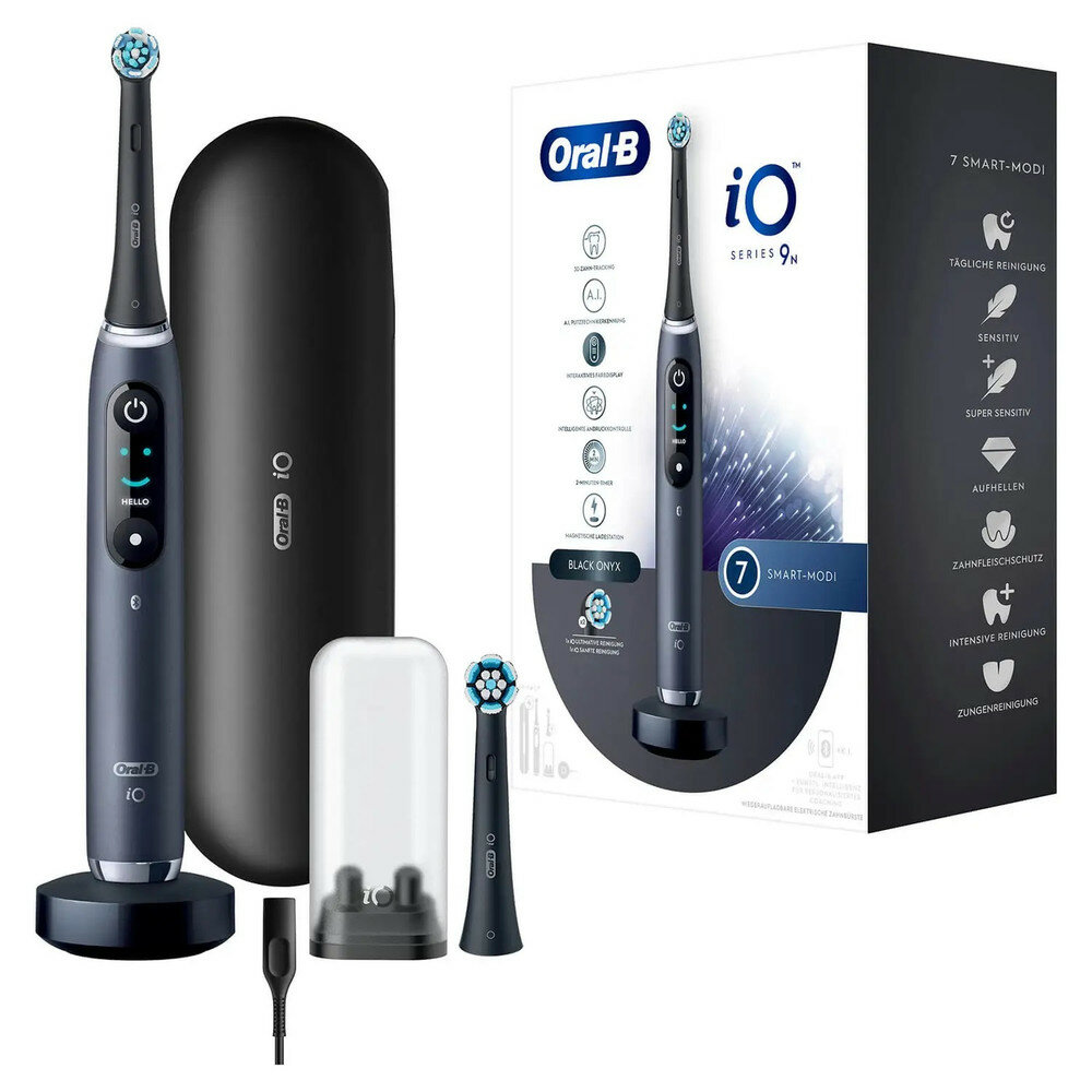 Oral-B Zahnbürste iO 9 Black (Magnetische iO-Technologie, sanfte Mikrovibrationen, App, 3D Zahn-Tracking, 7 Putzprogramme, interaktives Farbdisplay, personalisiertes Coaching, intelligente Andruckkontrolle, 1 Handstück, 2 Aufsteckbürsten, 1 Lade-Reiseetui Oral-B Zahnbürste iO 9 Black (Magnetische iO-Technologie, sanfte Mikrovibrationen, App, 3D Zahn-Tracking, 7 Putzprogramme, interaktives Farbdisplay, personalisiertes Coaching, intelligente Andruckkontrolle, 1 Handstück, 2 Aufsteckbürsten, 1 Lade-Reiseetui von Oral-B