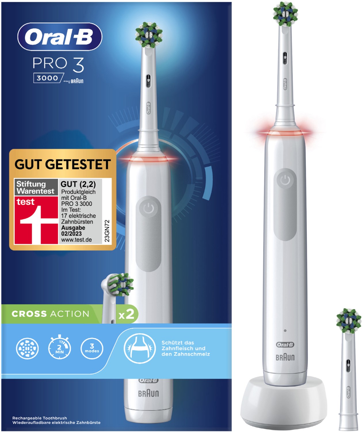 Pro 3 3000 Cross Action Elektrische Zahnbürste white von Oral-B