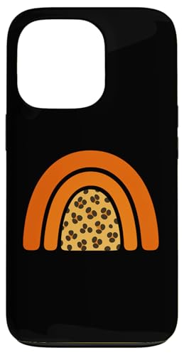 Boho Burnt Orange mit halbem Regenbogenmuster auf der Rückseite mit Leopardenmuster Hülle für iPhone 13 Pro von Orange You Boho