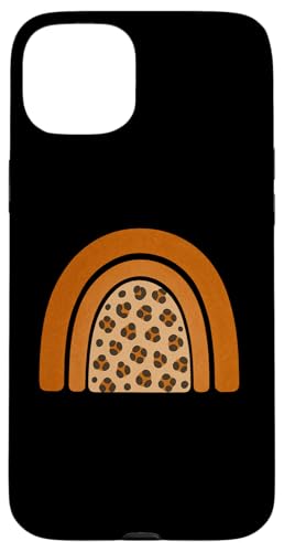 Boho Burnt Orange mit halbem Regenbogenmuster auf der Rückseite mit Leopardenmuster Hülle für iPhone 15 Plus Boho Burnt Orange mit halbem Regenbogenmuster auf der Rückseite mit Leopardenmuster Hülle für iPhone 15 Plus von Orange You Boho