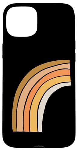 Boho Burnt Orange mit halbem Regenbogenmuster auf der Rückseite mit Leopardenmuster Hülle für iPhone 15 Plus von Orange You Boho