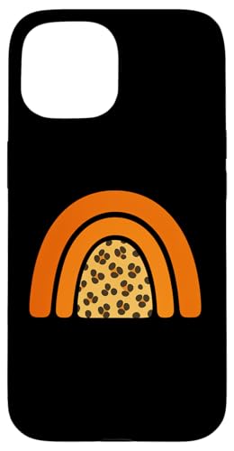 Boho Burnt Orange mit halbem Regenbogenmuster auf der Rückseite mit Leopardenmuster Hülle für iPhone 15 Boho Burnt Orange mit halbem Regenbogenmuster auf der Rückseite mit Leopardenmuster Hülle für iPhone 15 von Orange You Boho
