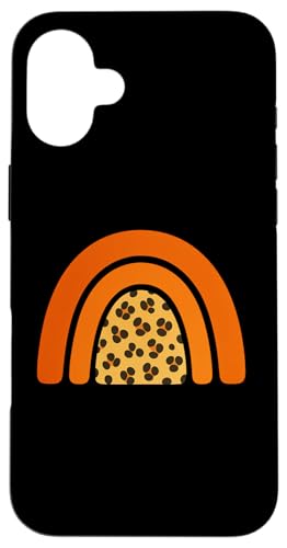 Boho Burnt Orange mit halbem Regenbogenmuster auf der Rückseite mit Leopardenmuster Hülle für iPhone 16 Plus Boho Burnt Orange mit halbem Regenbogenmuster auf der Rückseite mit Leopardenmuster Hülle für iPhone 16 Plus von Orange You Boho