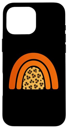 Boho Burnt Orange mit halbem Regenbogenmuster auf der Rückseite mit Leopardenmuster Hülle für iPhone 16 Pro Max Boho Burnt Orange mit halbem Regenbogenmuster auf der Rückseite mit Leopardenmuster Hülle für iPhone 16 Pro Max von Orange You Boho