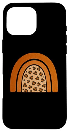 Boho Burnt Orange mit halbem Regenbogenmuster auf der Rückseite mit Leopardenmuster Hülle für iPhone 16 Pro Max Boho Burnt Orange mit halbem Regenbogenmuster auf der Rückseite mit Leopardenmuster Hülle für iPhone 16 Pro Max von Orange You Boho