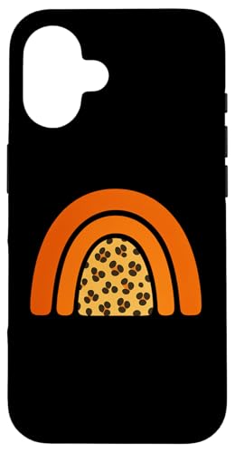 Boho Burnt Orange mit halbem Regenbogenmuster auf der Rückseite mit Leopardenmuster Hülle für iPhone 16 Boho Burnt Orange mit halbem Regenbogenmuster auf der Rückseite mit Leopardenmuster Hülle für iPhone 16 von Orange You Boho