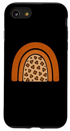 Boho Burnt Orange mit halbem Regenbogenmuster auf der Rückseite mit Leopardenmuster Hülle für iPhone SE (2020) / 7 / 8 von Orange You Boho