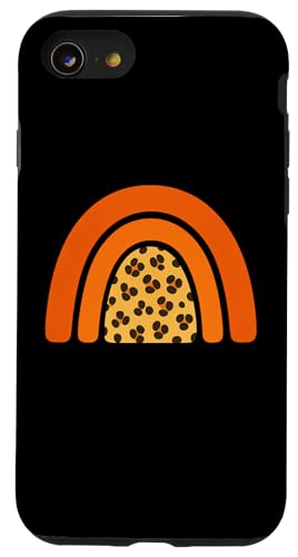Boho Burnt Orange mit halbem Regenbogenmuster auf der Rückseite mit Leopardenmuster Hülle für iPhone SE (2020) / 7 / 8 von Orange You Boho