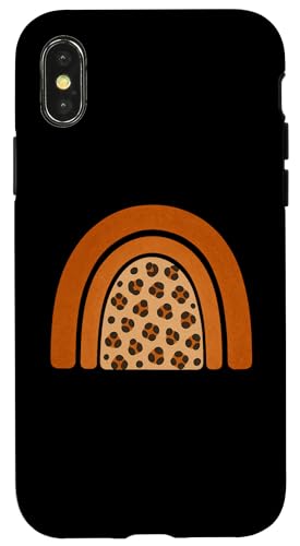Boho Burnt Orange mit halbem Regenbogenmuster auf der Rückseite mit Leopardenmuster Hülle für iPhone X/XS Boho Burnt Orange mit halbem Regenbogenmuster auf der Rückseite mit Leopardenmuster Hülle für iPhone X/XS von Orange You Boho