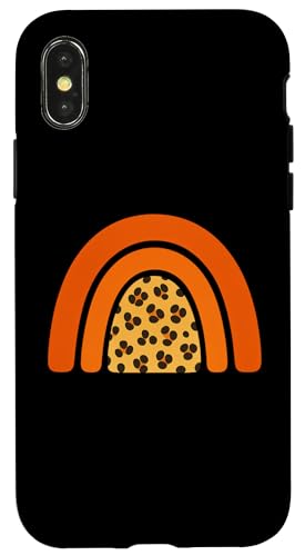 Boho Burnt Orange mit halbem Regenbogenmuster auf der Rückseite mit Leopardenmuster Hülle für iPhone X/XS Boho Burnt Orange mit halbem Regenbogenmuster auf der Rückseite mit Leopardenmuster Hülle für iPhone X/XS von Orange You Boho