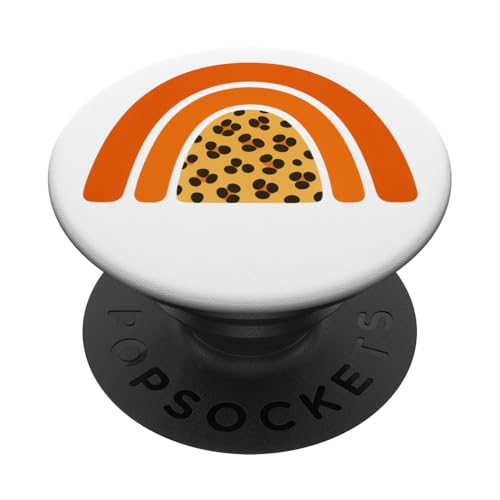 Boho Burnt Orange mit halbem Regenbogenmuster auf der Rückseite mit Leopardenmuster PopSockets Klebender PopGrip Boho Burnt Orange mit halbem Regenbogenmuster auf der Rückseite mit Leopardenmuster PopSockets Klebender PopGrip von Orange You Boho