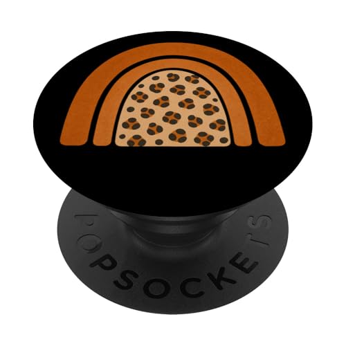 Boho Burnt Orange mit halbem Regenbogenmuster auf der Rückseite mit Leopardenmuster PopSockets Klebender PopGrip Boho Burnt Orange mit halbem Regenbogenmuster auf der Rückseite mit Leopardenmuster PopSockets Klebender PopGrip von Orange You Boho