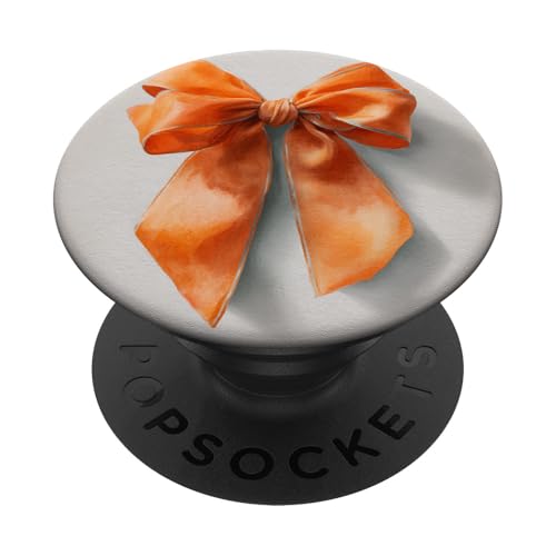 Girly | Schleife in Aquarell | Kokette | Ästhetische orange Schleife PopSockets Klebender PopGrip von Orange cute theme