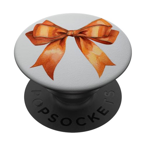 Girly | Schleife in Aquarell | Kokette | Ästhetische orange Schleife PopSockets Klebender PopGrip von Orange cute theme