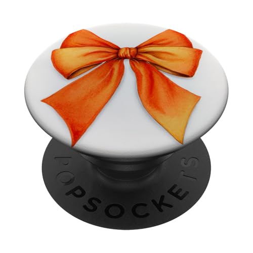 Girly | Schleife in Aquarell | Kokette | Ästhetische orange Schleife PopSockets Klebender PopGrip von Orange cute theme