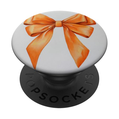 Girly | Schleife in Aquarell | Kokette | Ästhetische orange Schleife PopSockets Klebender PopGrip von Orange cute theme