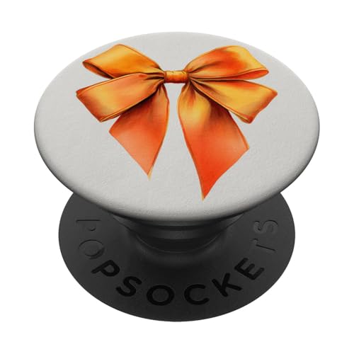 Girly | Schleife in Aquarell | Kokette | Ästhetische orange Schleife PopSockets Klebender PopGrip von Orange cute theme