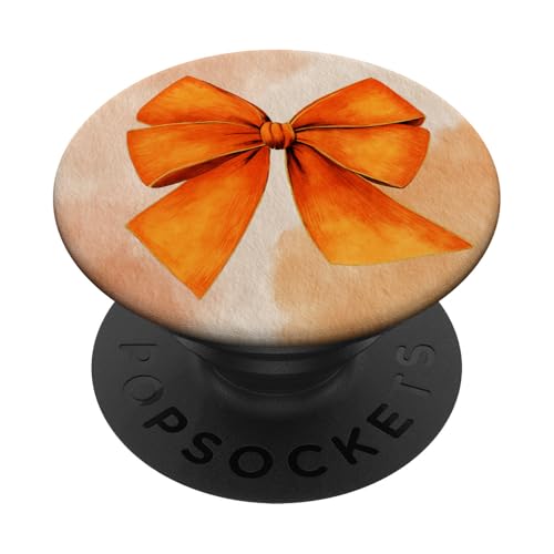 Girly | Schleife in Aquarell | Kokette | Ästhetische orange Schleife PopSockets Klebender PopGrip von Orange cute theme