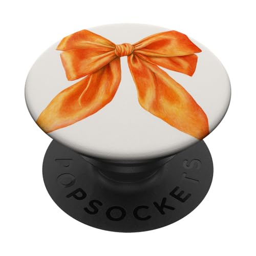 Girly | Schleife in Aquarell | Kokette | Ästhetische orange Schleife PopSockets Klebender PopGrip von Orange cute theme