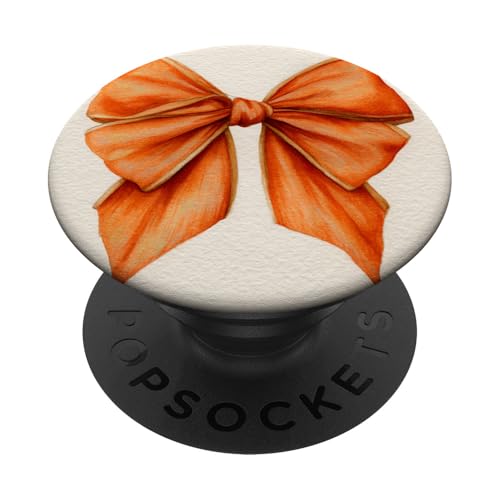 Girly | Schleife in Aquarell | Kokette | Ästhetische orange Schleife PopSockets Klebender PopGrip von Orange cute theme