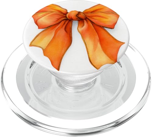 Girly | Schleife in Aquarell | Kokette | Ästhetische orange Schleife PopSockets PopGrip für MagSafe von Orange cute theme
