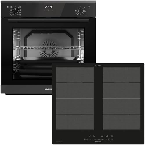 Oranier Backofen Set EBS420 Einbau autark - 9 Funktionen - 60 cm Flächen-Induktion FLI560 - Kochfeld mit 4 Kochzonen & Brückenfunktion von Oranier