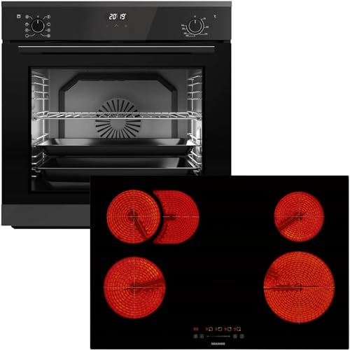 Oranier Backofen Set EBS420 Einbau autark - 9 Funktionen - breites 80 cm Glaskeramik-Kochfeld KFC180 ohne Induktion - 4 Zonen mit Bräterzone von Oranier