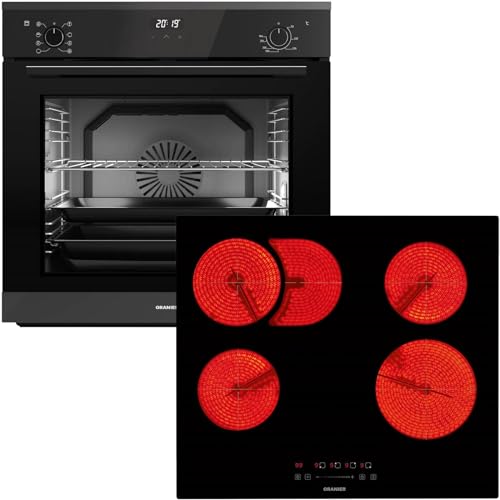 Oranier Backofen Set EBS420 Einbau autark - 9 Funktionen inkl. 60 cm Glaskeramik-Kochfeld KFC160 ohne Induktion - 4 Zonen mit Bräterzone von Oranier