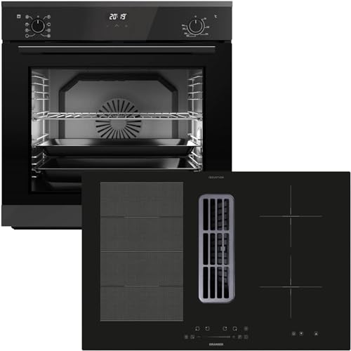 Oranier Backofen Set EBS420 Einbau autark - 9 Funktionen & Flexx-Induktion 80 cm mit Kochfeldabzug KFA490-4 Kochzonen & Slider-Steuerung von Oranier